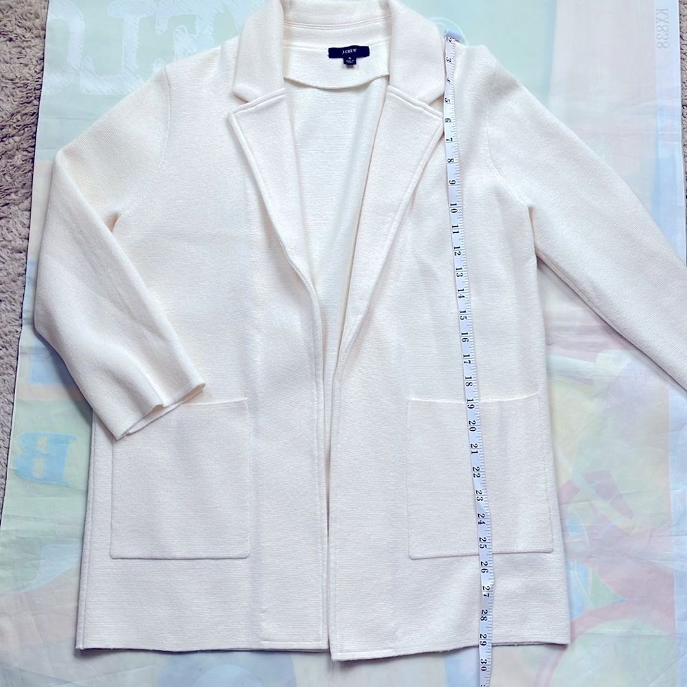J. Crew Sophie Open Front Sweater Wool Knit Blazer Small Ivory J0244  $148 - Picture 3 of 10